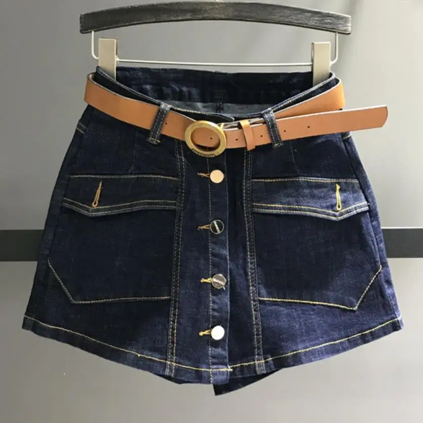 

plus size 2XL single-breasted anti-light denim skirt women elastic package hip A-LINE jeans skirt