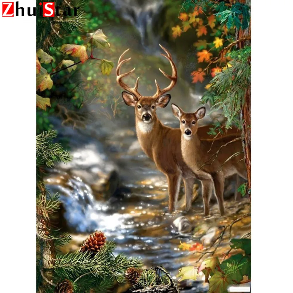 

Diamond Painting Cross Stitch Animals Pictures of Rhinestones Needlework Diamond Mosaic Deer Home Decor DIY
