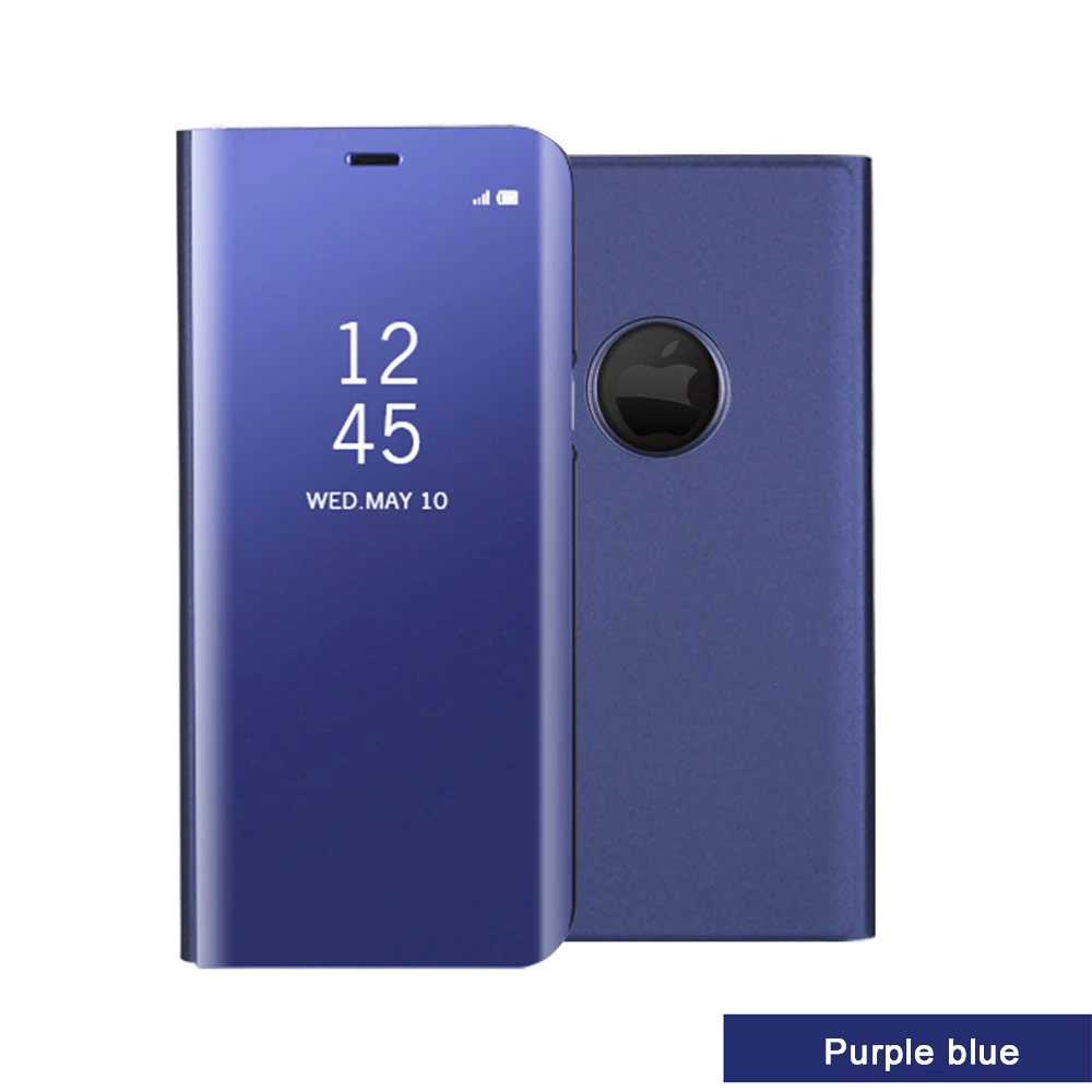 Умный чехол для телефона для iPhone XR XS Max с гальваническим покрытием, зеркальный Чехол-книжка для iPhone X 8 7 6 Plus 6 S, чехол с полной защитой - Цвет: Purple