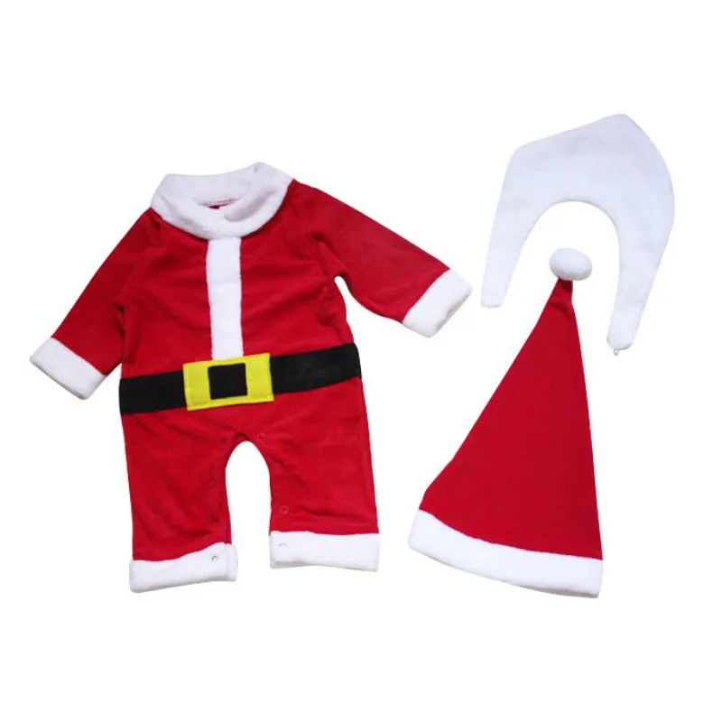 

2017 Kids Baby Baby Suit Christmas Infant Outfits Jumpsuit Romper 3pcs with Cap 0-24M