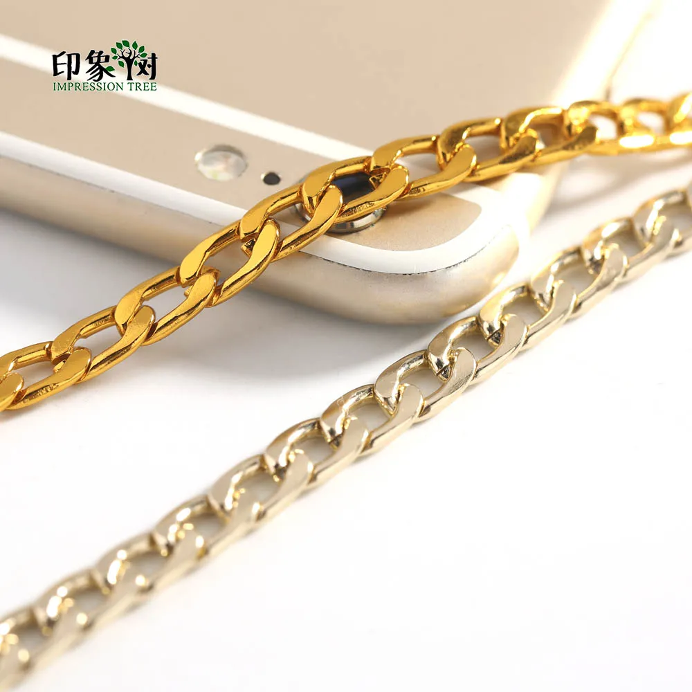 2 м плоская Золотая алюминиевая 6*9 мм цепь для самостоятельного изготовления ювелирных изделий материал 1097