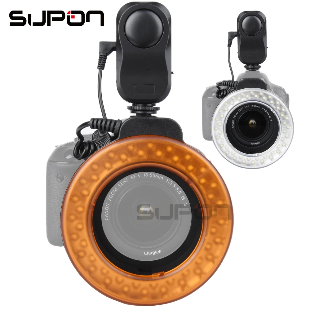 

SUPON W48 Ring Flash 200LM LED Macro Ring Flash Lighting with Ring Diffuser Filter 49mm/52mm/55mm/58mm/62mm/67mm for DSLR Camera