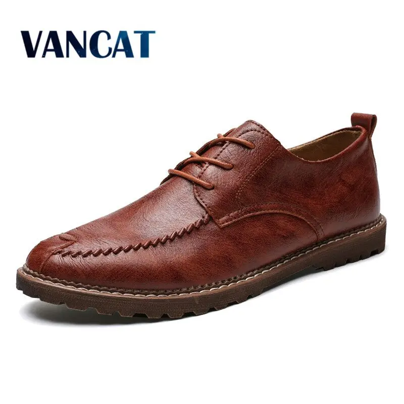 

Vancat New 2018 Handmade Genuine Leather Men Shoes Casual shoes Leisure Mens Flats Male Moccasins Men Oxford Shoes Luxury Brand