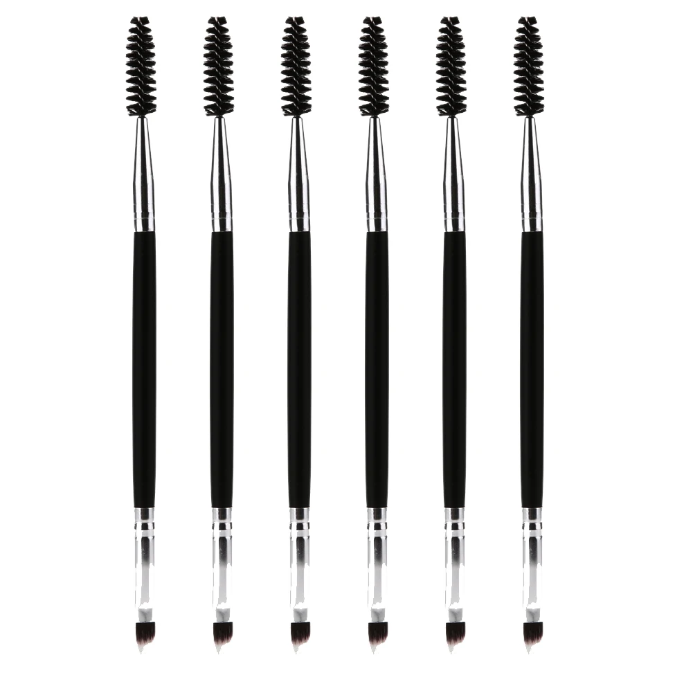 6Pcs Double Ended Eye Makeup Brush Eyebrow Eyelash Brushes Wooden