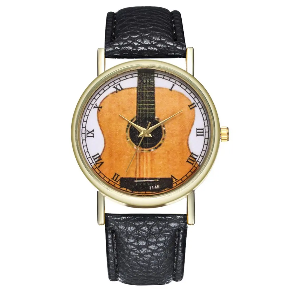Уникальные женские часы кожаный ремешок гитара шаблон ремешок для наручных часов аналоговый кварцевый Циферблат роскошный для модных