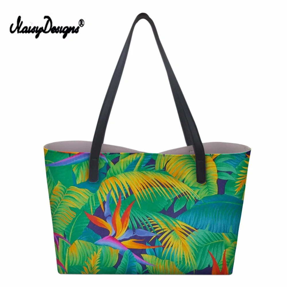 

2019 Tropical Paradise Bird Floral Pattern Women Handbags Purse Female PU Large Shoulder Bags for Ladies Totes Bags Dropshipping