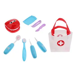 Игрушечный комплект врача-дантиста для детей, медицинский набор для ролевых игр, синий