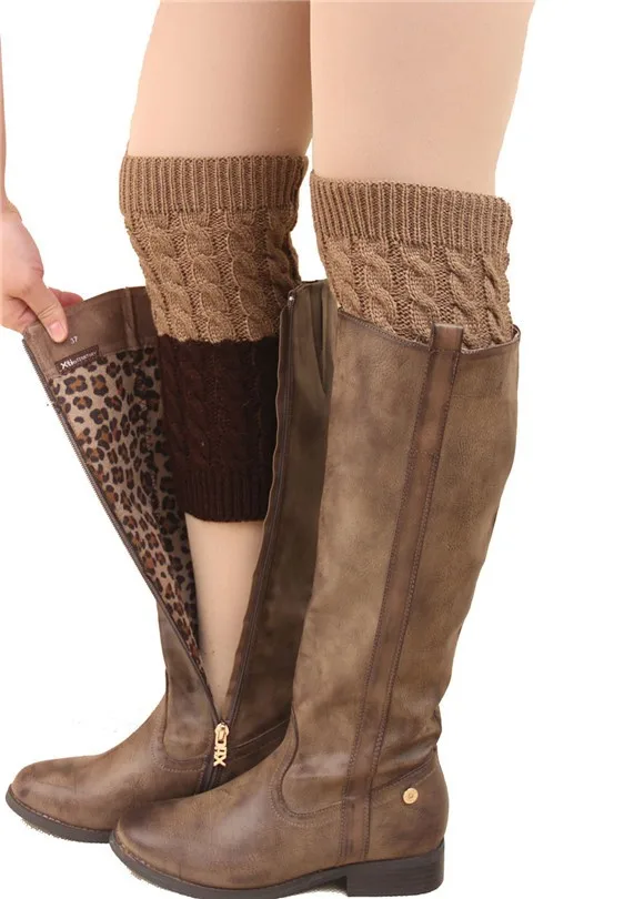 Зимние женские теплые вязаные носки гетры сапоги вязаный крючком длинные носки шерсть вязаный крючком гетры сапоги носки манжеты для женщин
