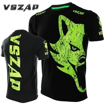 

VSZAP Fitness Tattoo Wolf Pattern Sports Sweater Short Sleeve Boxing tiger muay thai