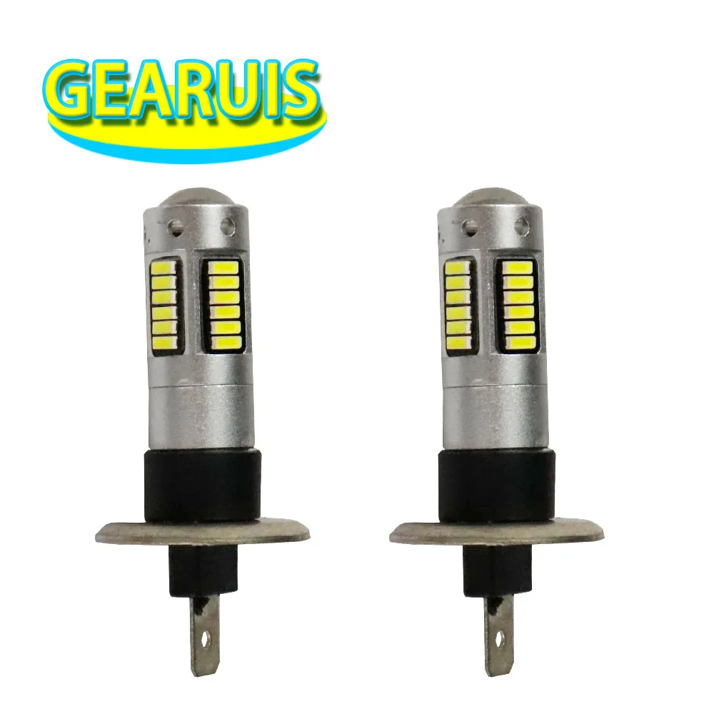 

2pcs Car styling H1 Fog light H3 30 SMD 4014 lens LED 0.21A Headlight Lamp Bulb Driving Auto DRL Headlamp Light White 12V to 18V