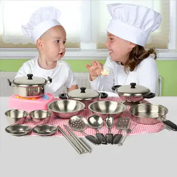 

LeadingStar 20pcs Mini Stainless Steel Pots Pans Cookware Miniature Toy Pretend Play Gift for Kid ZK30