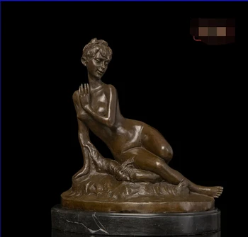 

12 Abstract Art Sculpture Bronze Copper Marble Base Nude Woman Statue Figurine