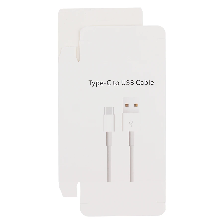

White Cardboard Paper Box For Type -C Data Line Fast Charging Cable Packing Retail Boxes With Hang Hole for USB-C Cord 5000pcs