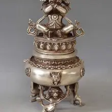 Нежный из тибетского серебра и Махакала Будда Ладан курильница