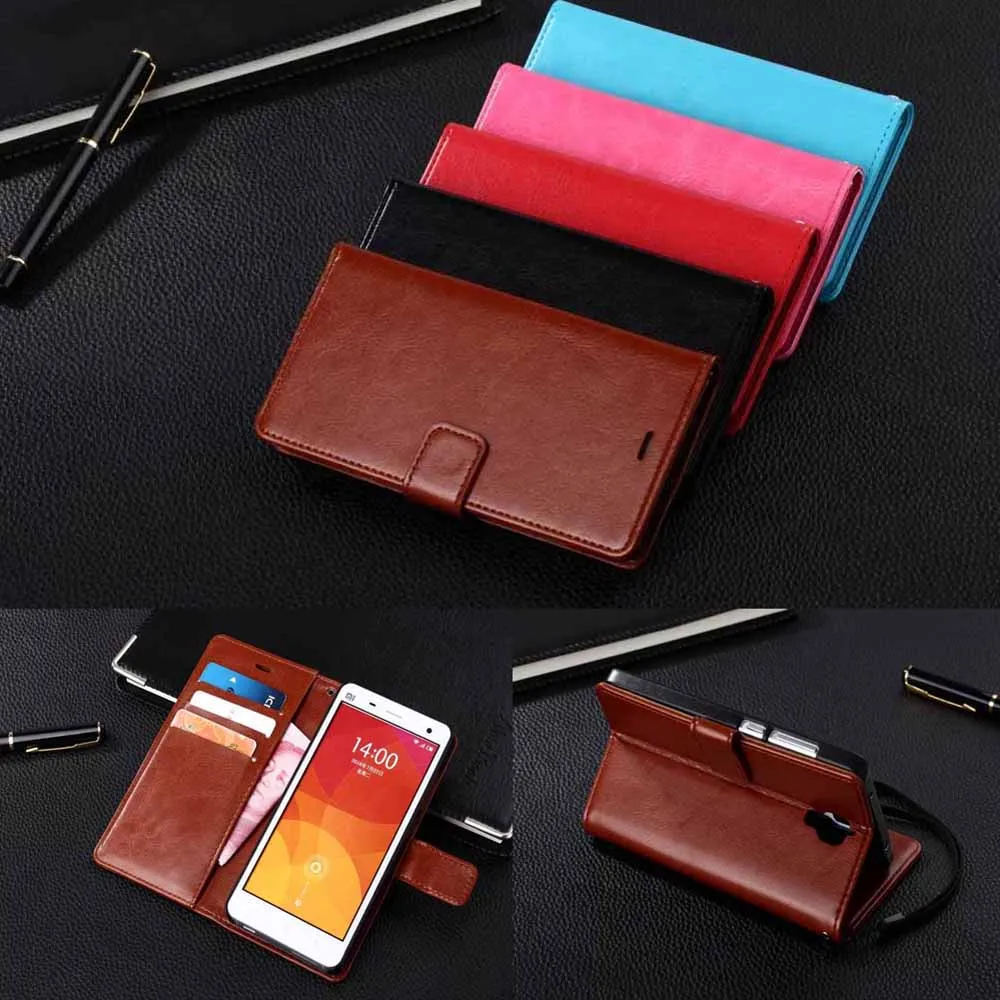 

For Xiaomi Mi 4 High quality Vintage PU Leather Wallet Case for Xiaomi Mi4 M4 flip cover Leather with book style card holders