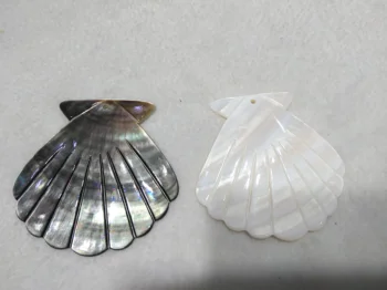 

Large pendant 50mm(2") MOP sector carved - white -grey black mother of pearl symbol pendant beads - sea shell focal 2pcs