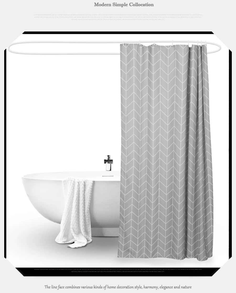 Bathtub Bathroom Fabric Shower Curtain
