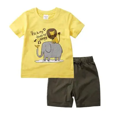 Крутая Одежда для маленьких мальчиков лето г., комплект одежды для маленьких мальчиков, хлопковые футболки для маленьких мальчиков+ шорты для мальчиков, Детский Повседневный костюм - Цвет: yellow