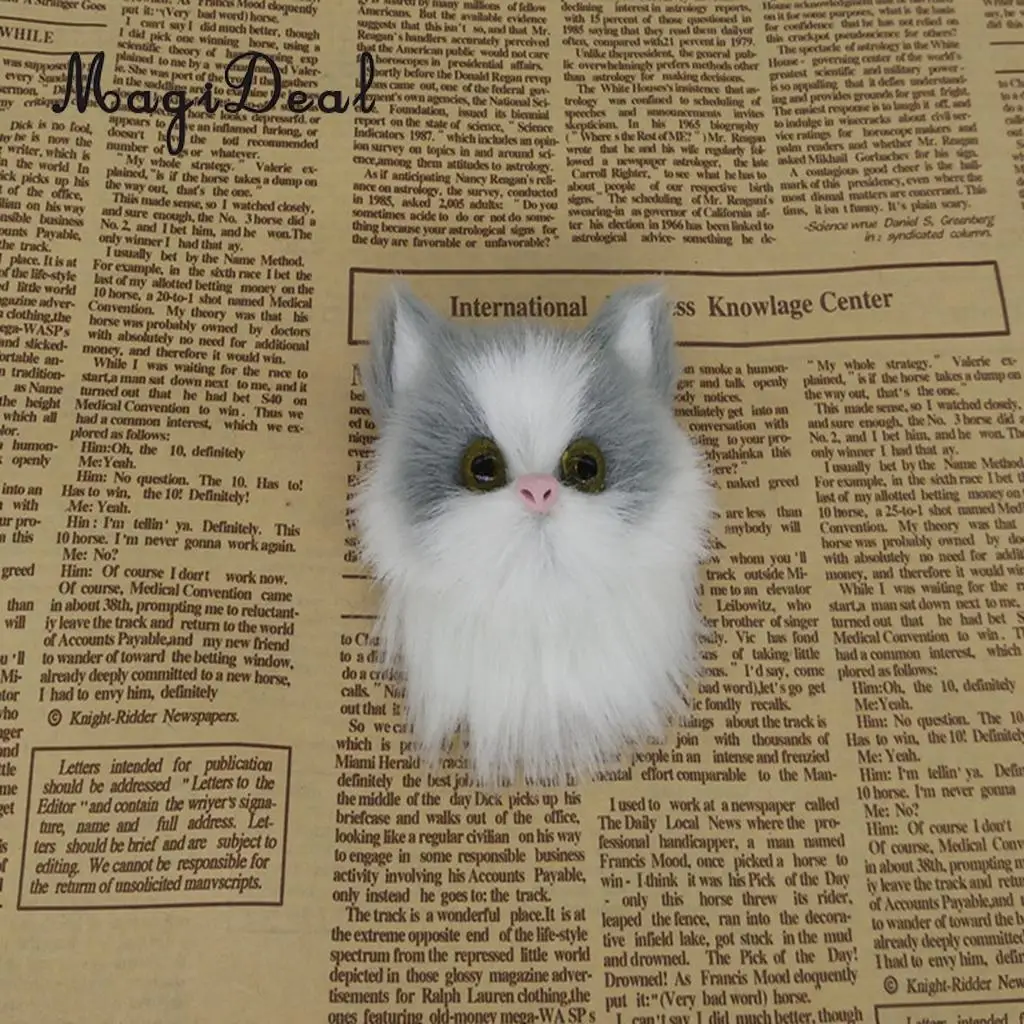 MagiDeal Small Cute Cat Model Simulation, Animal Plush Doll Brooch, Creative DIY Cellphone Shell Accessory, Kids Toy