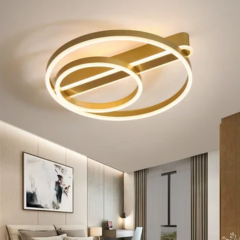 

Modern led chandelier for bedroom living restaurant decoration lamp home hotel bar creative personality chandelier golden Round