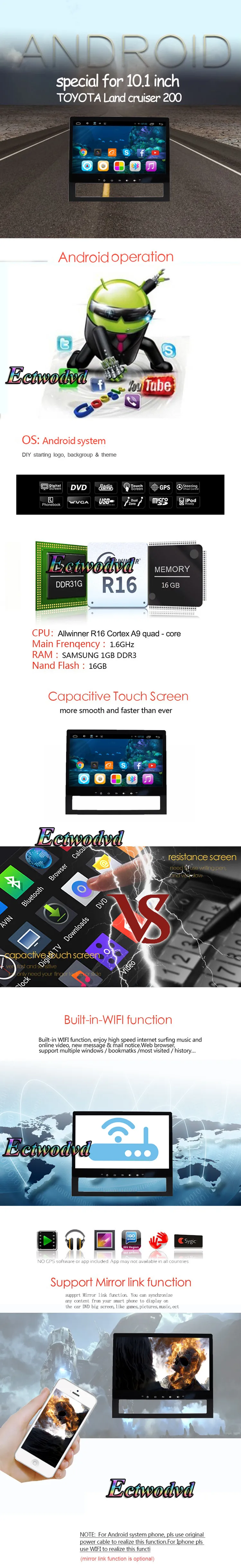 Sale Ectwodvd 9inch Octa Core Android 8.1 Car DVD GPS Navigation Radio Stereo for Toyota Land Cruiser 200 2016- Car DVD Player 10