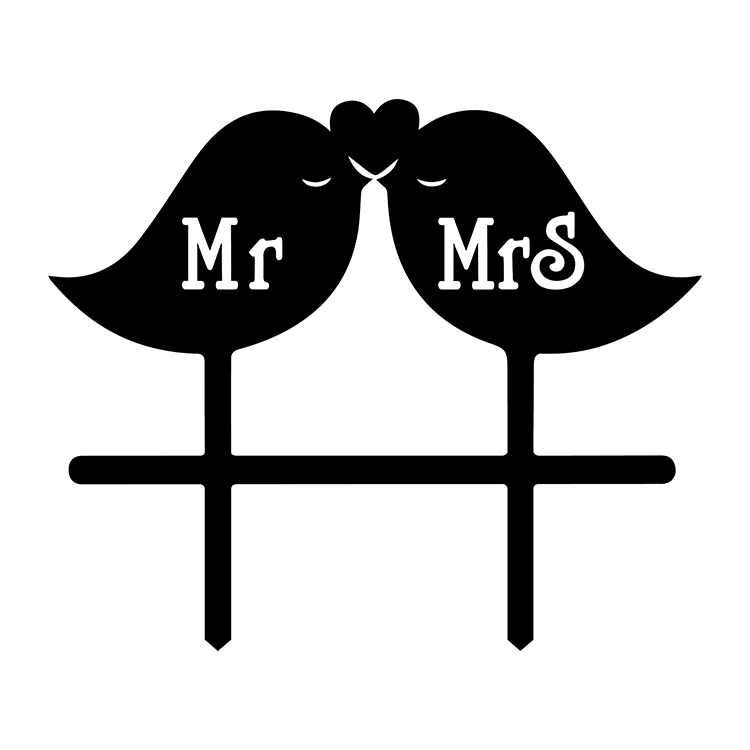 Любовь птицы акриловый торт флаг Топпер Mr & Mrs флажки для торта свадьбы юбилей