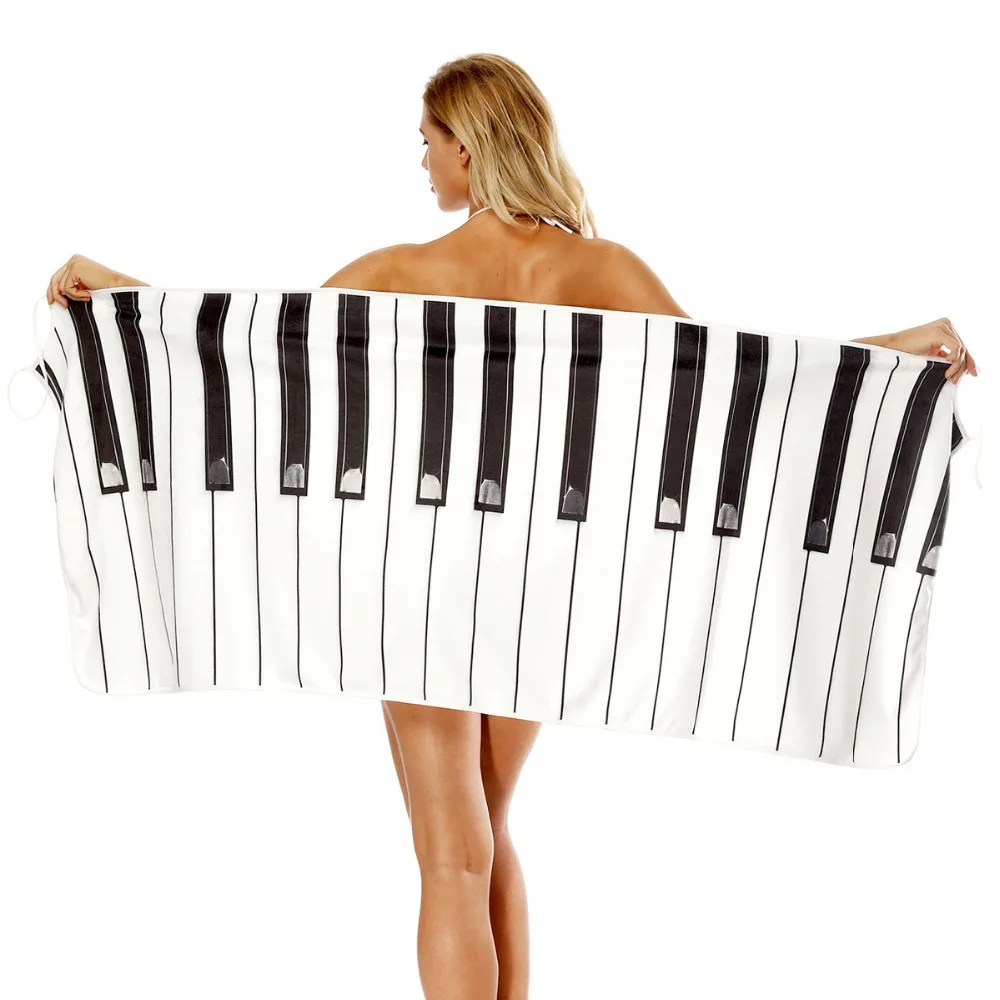 Женское волшебное банные полотенца, клавиатура с принтом пианино, быстросохнущее пляжное полотенце, банный халат для душа, Спортивный Платок для взрослых, переносная обертка для тела