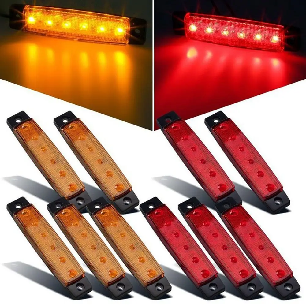 

Car External Lights DC LED 12 24V 6 SMD LED Auto Car Bus Truck Lorry Side Marker Indicator low Led Trailer Light Rear Lamp