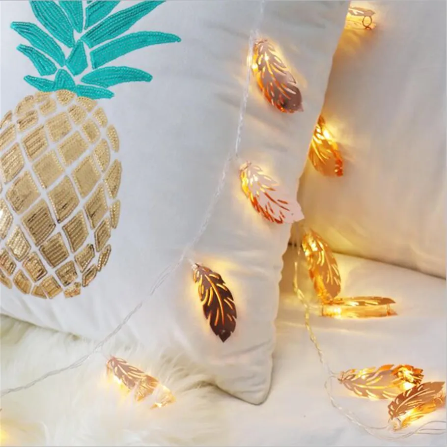 Factory sales Handmade Rose Gold Feather Led String Light Battery Fairy Party Light/ Wedding/Christmas Decoration Drop Sh | Лампы и