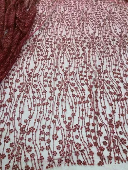 

New French Nigerian glitter net lace African tulle mesh lace fabric high quality SYJ-81910 for party