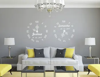 

PERSONALIZED NAME DATE OF BIRTH CLOCK Vinyl Wall Sticker Wall Art Transfer Decal Sticker Self-adhesive Poster WD09