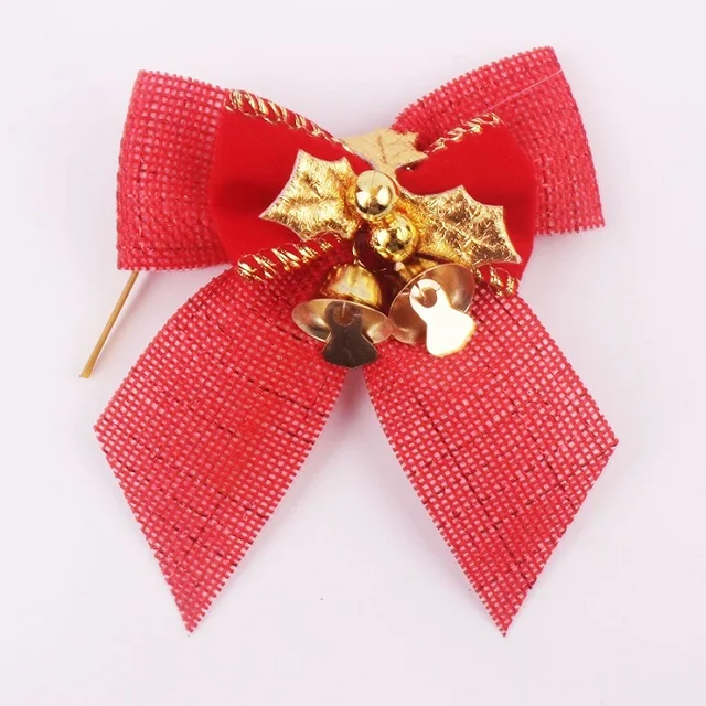 8x8cm Christmas Tree Mini Bows Bells Pendant DIY Wedding Birthday Party Decor Accessories