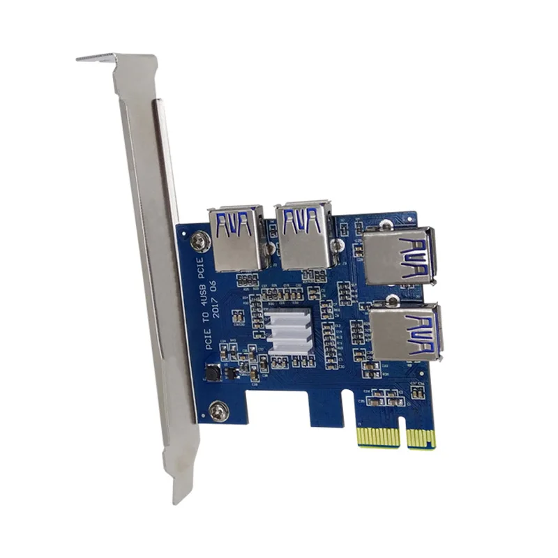 

PCI-EX1 To PCI-EX16 Expansion Card 4 Ports USB 3.0 Converter Adatper Riser Cards For Bitcoin Mining Device QJY99