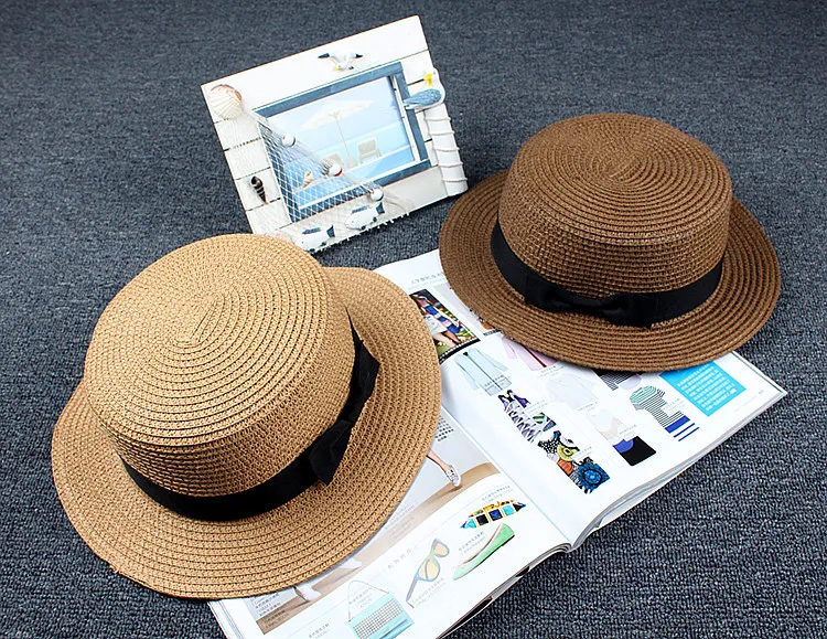 Корейская версия модная соломенная шляпа перец шляпа с бантом гладкая шляпа женские солнцезащитные пляжные шляпы для мужчин и женщин шапки родитель-детский головной убор