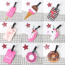 1 шт., привлекательные аксессуары для путешествий с единорогом, бирка для багажа с фруктами, бирка для багажа, мультяшная, кремнеземная, имя, адрес, ID, держатель, чемодан