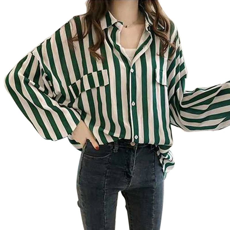 

2018 Striped Blouse v-neck Long Sleeve Work Shirts Women Office Tops Spring Autumn Women Blouse