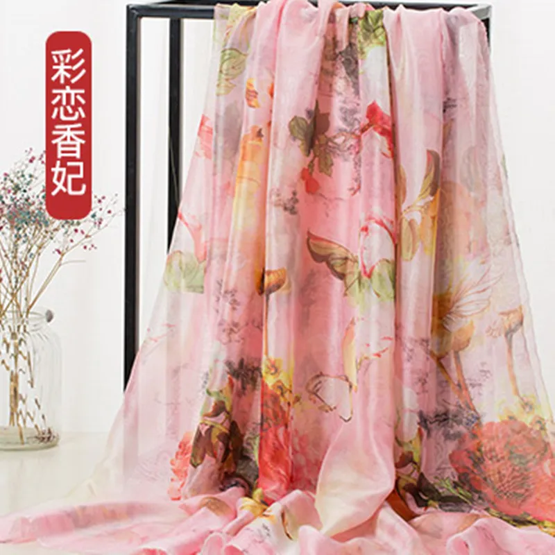 1 метр шифоновая ткань с маленьким цветочным принтом летнее платье шарф марля платок древний костюм Хана одежда мода tissu - Color: 2