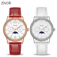 Zivok кварцевые женские часы красные кожаные роскошные женские наручные часы для девушек женские спортивные наручные часы времени Relogio Feminino