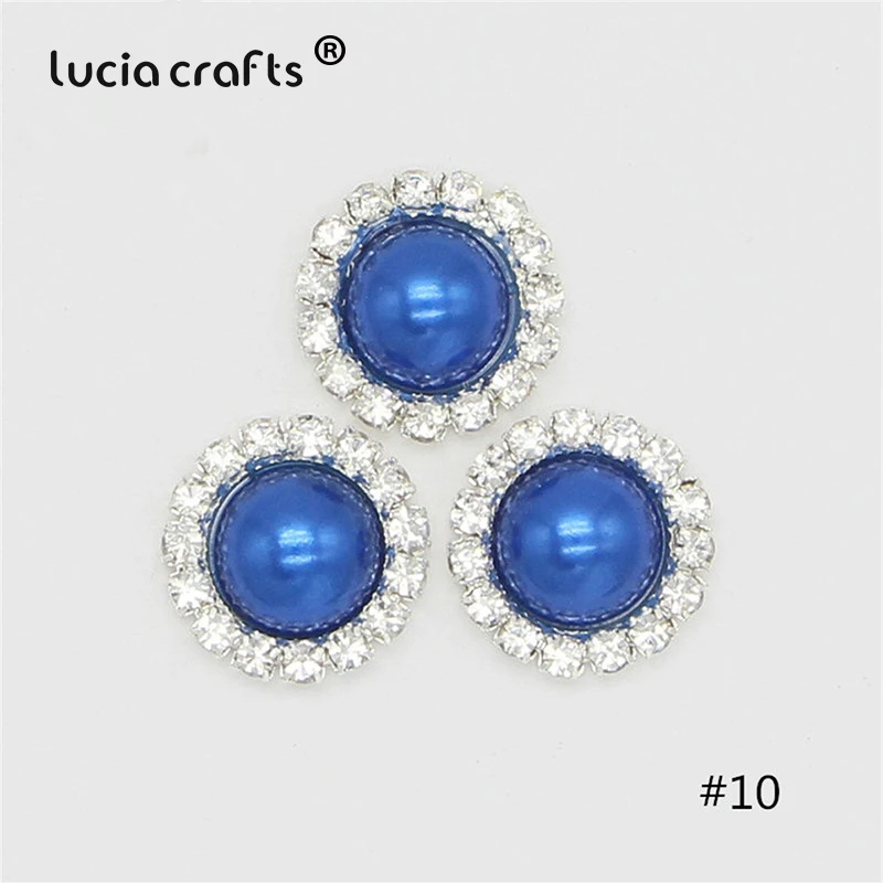 Lucia crafts 10 шт./лот 15 мм жемчужные стразы для свадебных торжеств, декорированная стразами кнопки приглашение на свадьбу Сделай Сам цветочные аксессуары для волос G0519