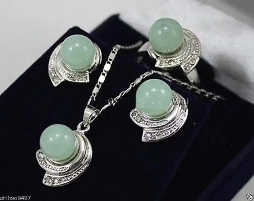 

FREE SHIPPING>>@> Fashion Jewelry Green Jade Earrings Ring Necklace Pendant AAA 18K gold plated watch Quartz stone crystal Natur