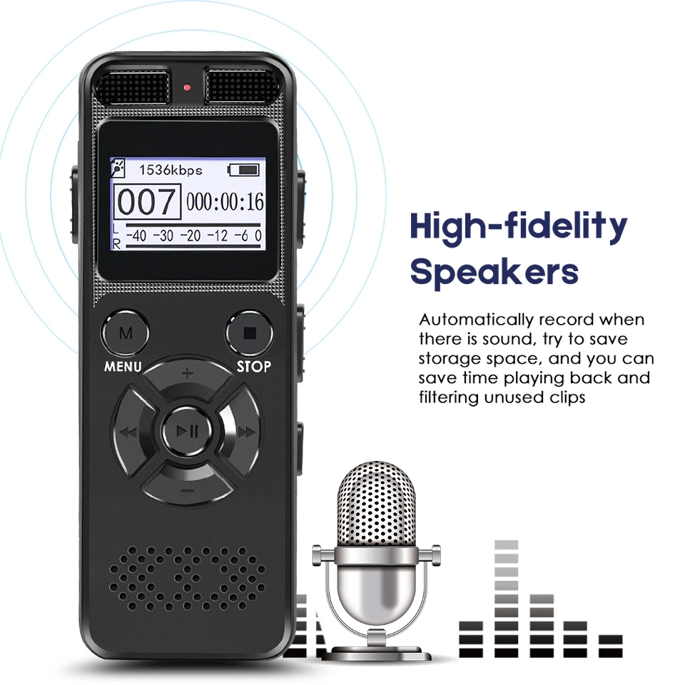 Secret Dictaphone Digital Voice Recorder Mini Registrar HIFI Stereo Sound Microphone Support Telephone Recording TF Expansion