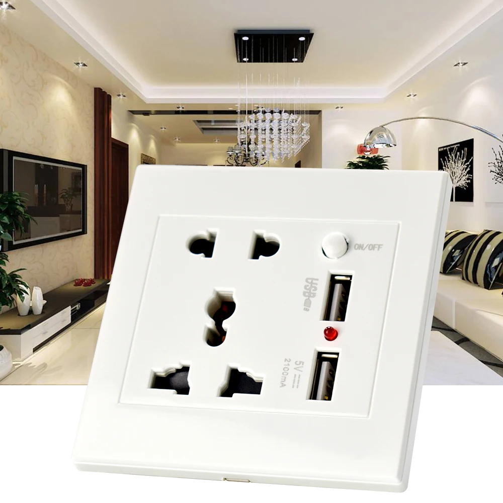 

2018 FGHGF Brand Newest Power Outlet Switch Panel Dual USB Electric Wall Charger Station Socket Adapter
