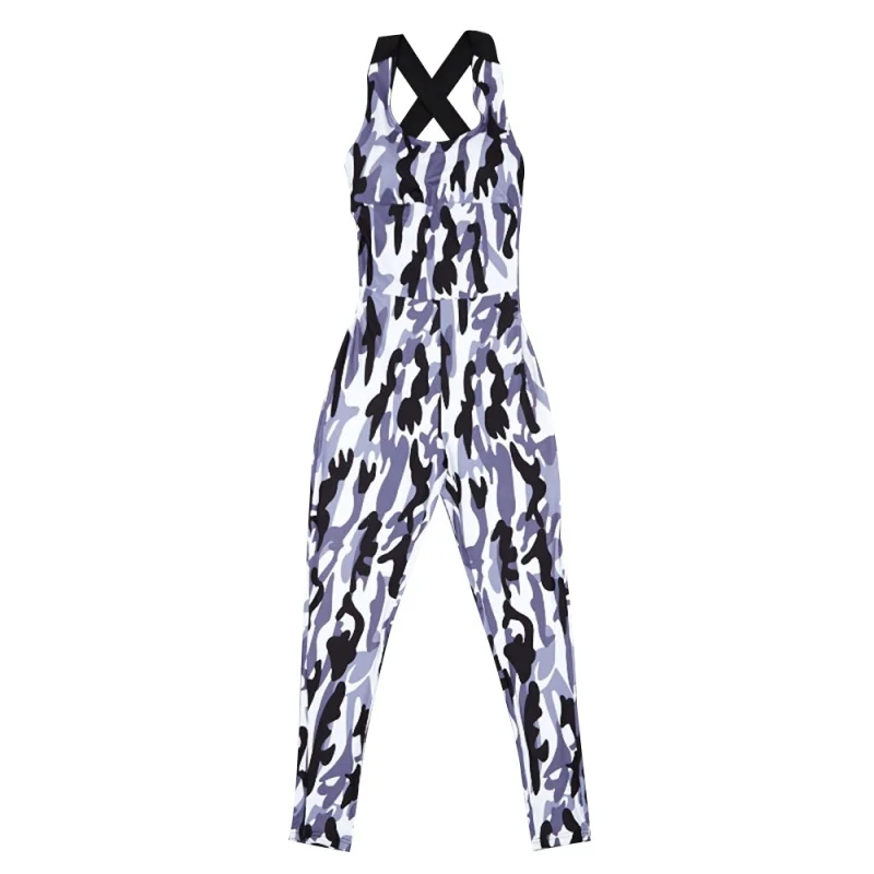 Camouflage Yoga Sports Jumpsuits Women Sexy Sleeveless Gym Clothes Female Sexy Running Slim Sport Suits Dance Set
