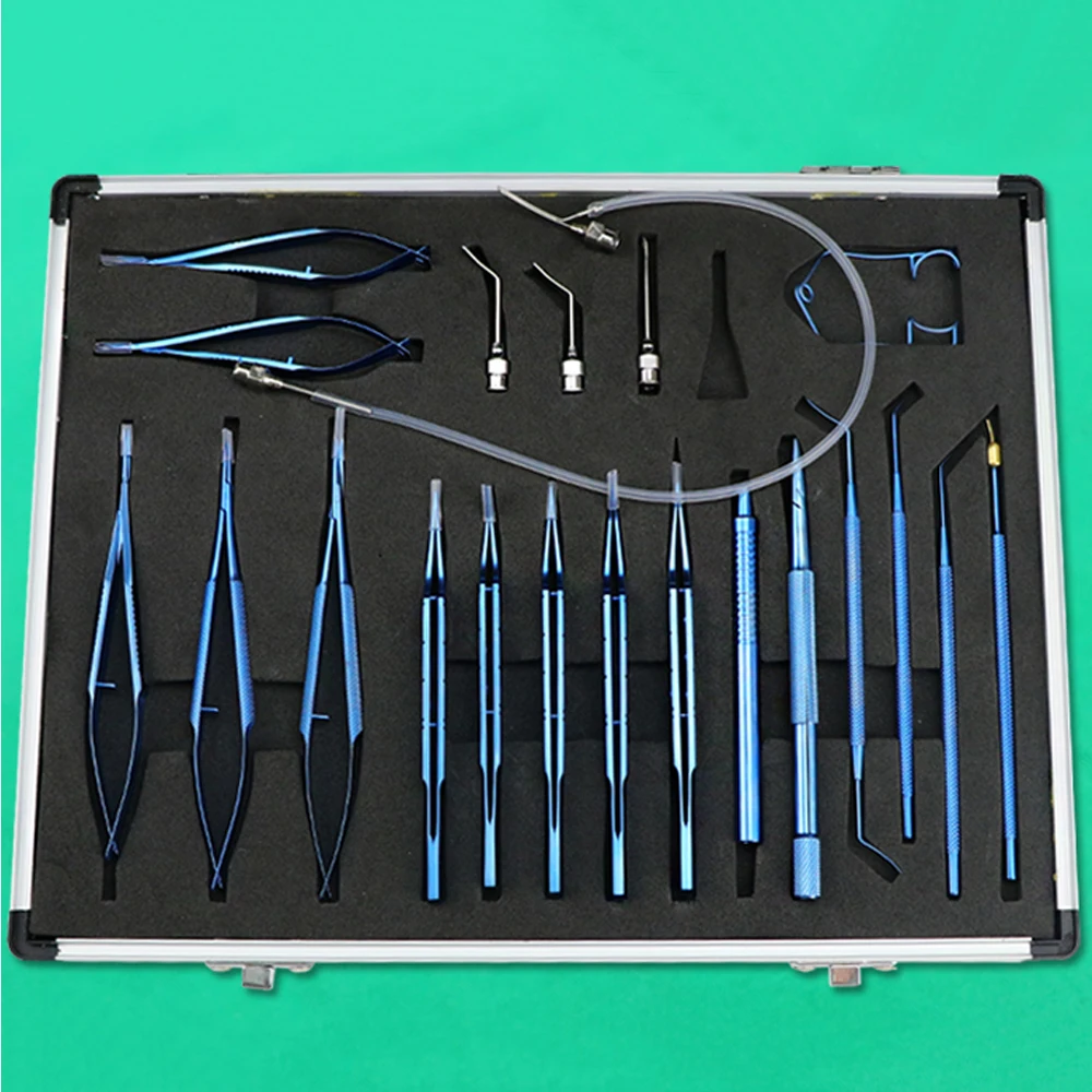 

21PCS Titanium Alloy Eye Ophthalmic Set Instrument Eye Micro Tweezers Scissors Needle Holder Set Surgical Tools New arrival
