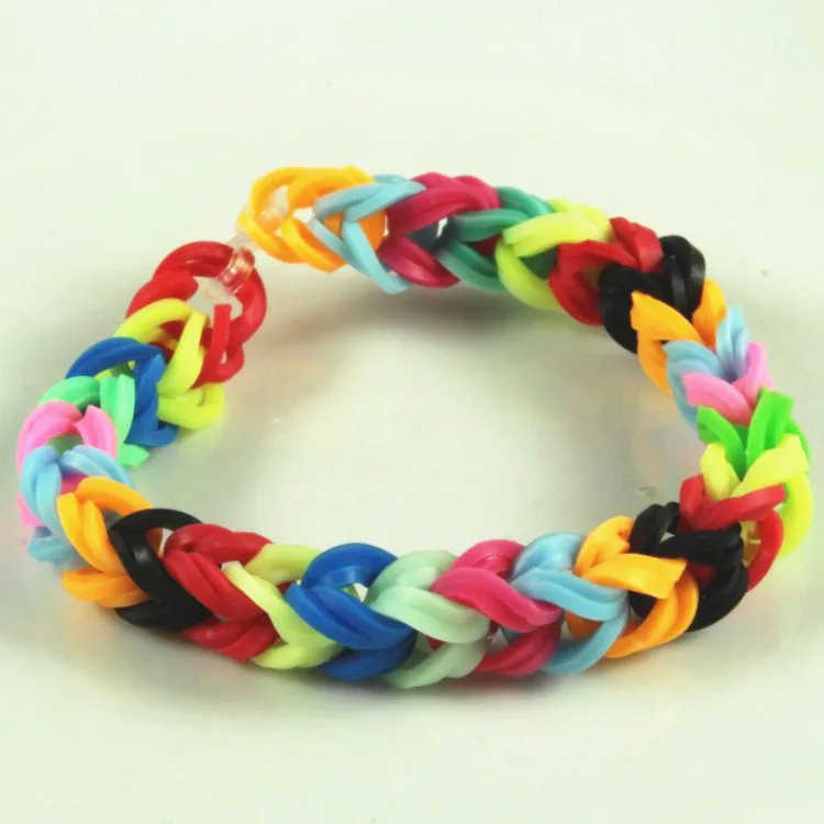 Multiple Colors Rubber Elastic Band Bracelet Making Craft Kits S Clips