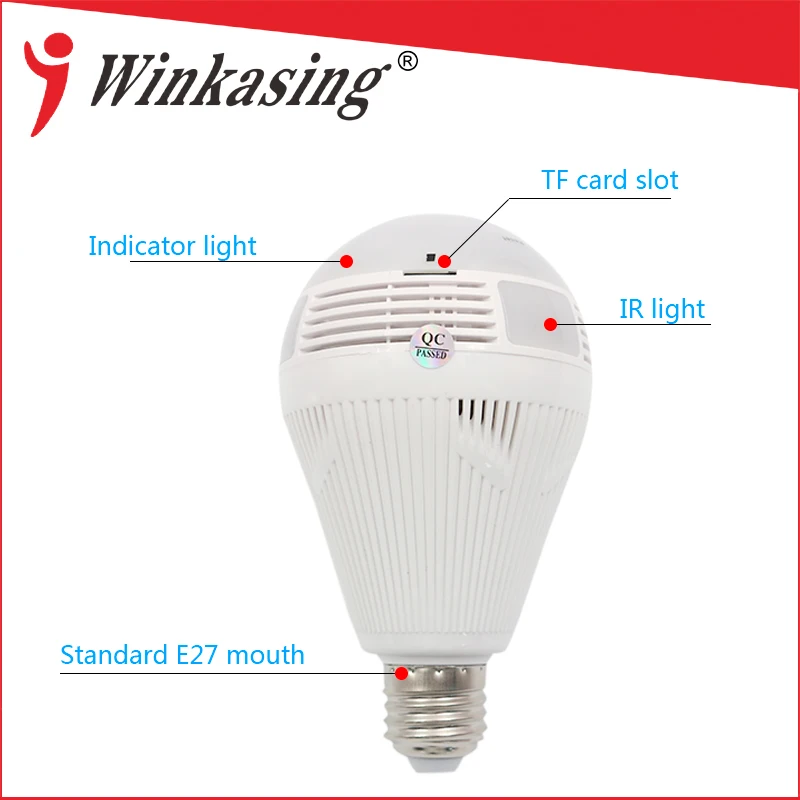 

CCTV Mini IP Camera WiFi HD 1080P 360 degree Wireless Camera IP Bulb Light FishEye Smart Home Security 2MP Panoramic sd card