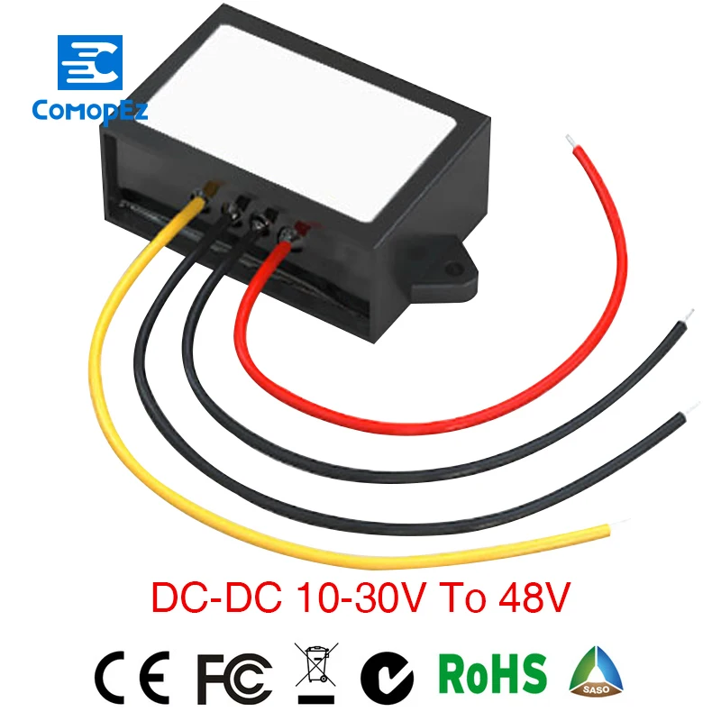 

DC/DC Step-up Converter 10-30v to 48v 1A2A Waterproof Control Power Supply Car Module Low Heat Auto Protection Size 58*40*22mm
