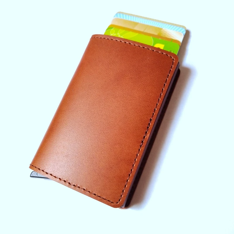Новый защищенный RFID держатель для карт из натуральной кожи мужчин Алюминиевый