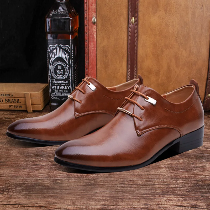 AF01 PU Office Dress Shoes Man Baita Latin Wedding Shoes Prom Sport  Leather Shoes Pointed Men Ballroom Dance Shoes Big Size