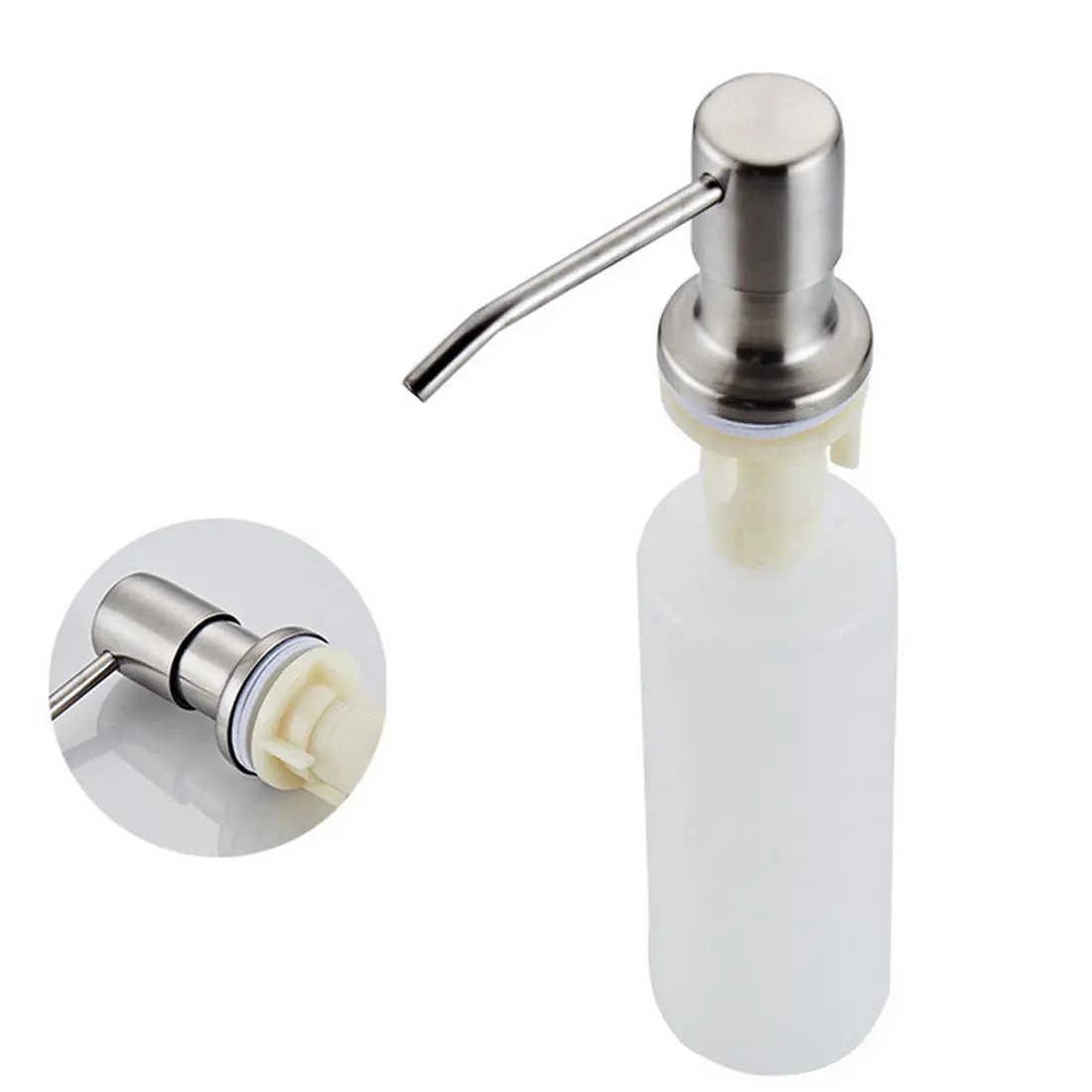 250ml Black Stainless steel Liquid Soap Dispensers Kitchen Sink Hand Soap Dispenser ABS Plastic Bottle Easy To Fill Kitchen Acce